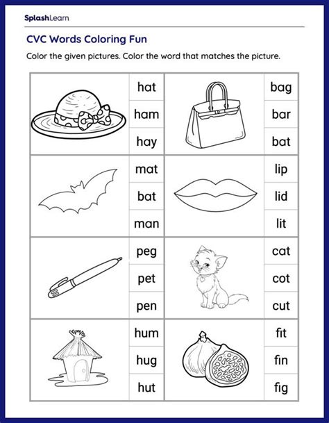 Cvc Words Coloring Adventure Printable Reading Worksheet