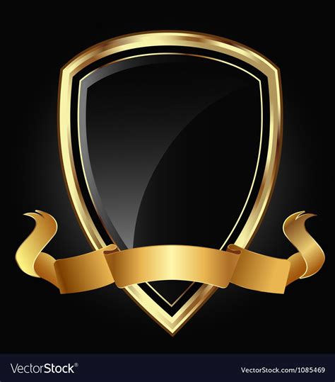 Shield And Ribbon In Bright Gold Royalty Free Vector Image