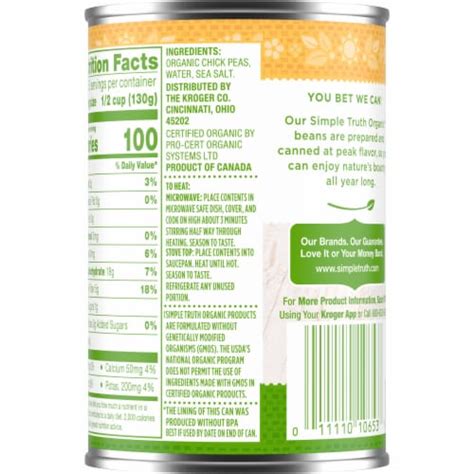 Simple Truth Organic Garbanzo Beans 15 Oz Kroger