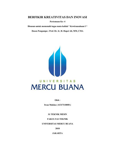 Kewirausahaan Iwan Muklas Hapzi Ali Berfikir Kreativitas Dan Inovasi