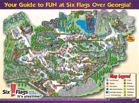 Six Flags over GA | Theme park map, Six flags, Map