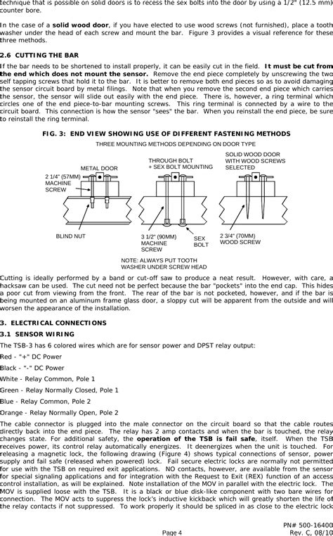 Securitron Tsb 3 Series 500 16400c Installation And Operation Instructions Io 16400 20c