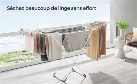 Songmics Tendoir Linge S Choir Pliable Avec Barres Support De