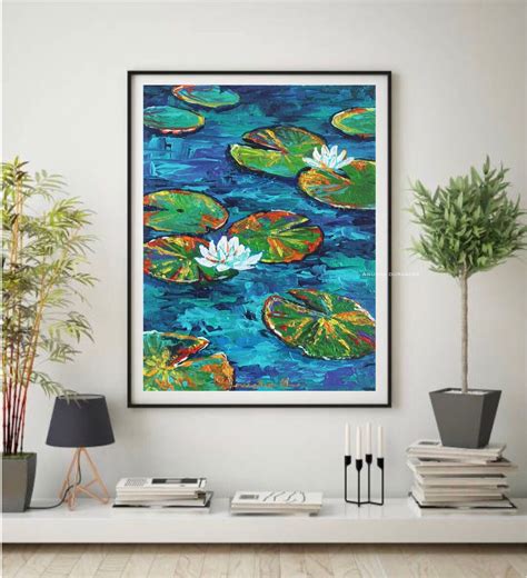 Buy Water Lilies Acrylic Painting On Canvas Lotus Painting Wall Art