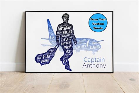 Custom Word Art Pilot Portrait Pilot Ts Aviation Ts Airline Pilot Birthday T Ideas