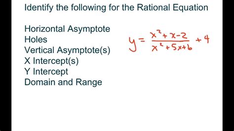 Identify Horizontal Vertical Asymptotes X And Y Intercepts Domain