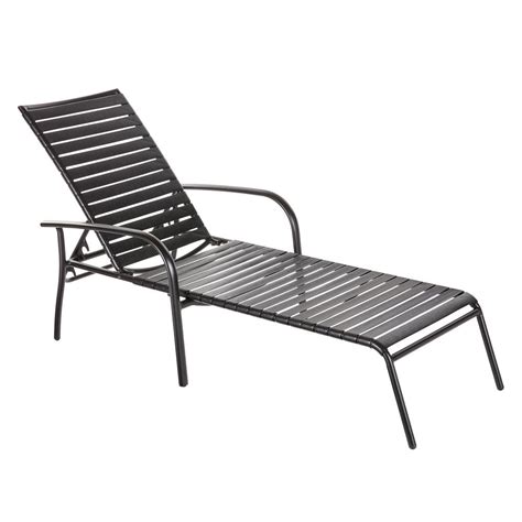 Hampton Bay Commercial Aluminum Black Strap Outdoor Chaise Lounge 4