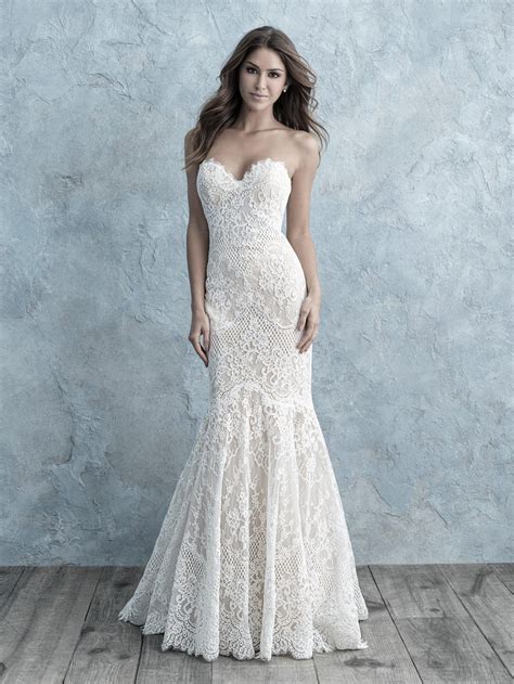 Lace Sweetheart Strapless Mermaid Wedding Dress By Allure Bridals Style 9 Allure Bridal