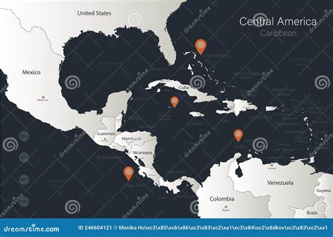 L America Centrale E Le Isole Dei Caraibi Mappano Infografiche Piatti