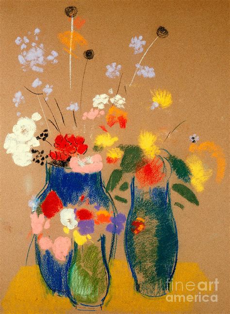 Three Vases Of Flowers Painting By Odilon Redon