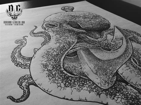 Octopus And Anchor Dotwork On Behance