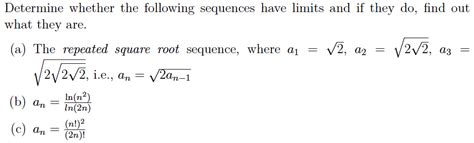 solved determine    sequences  limits cheggcom