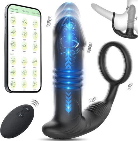 Thick Dildo Prostate Massager Thrusting Anal Vibrator For Male