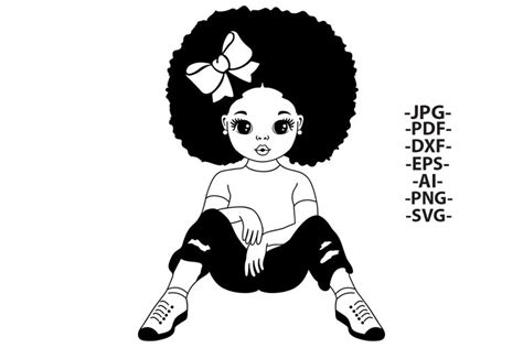 African American Girl Clipart Black And White