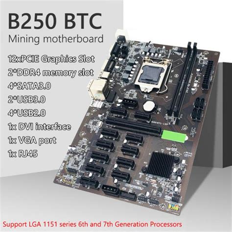 B250 BTC 12P Mining Motherboard Kit 12x PCI Express DDR4 Memory Miner