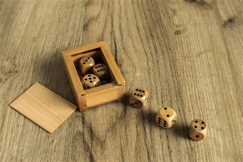 Wooden Dice Set On Wooden Board Background Stock Photo - Image of ...