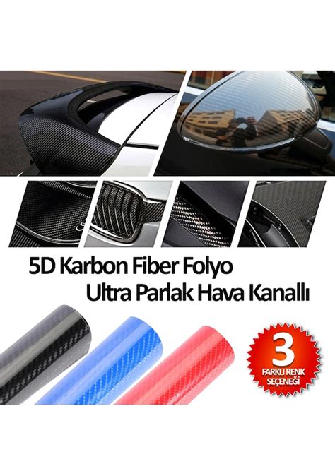 D Karbon Fiber Folyo Ultra Parlak Hava Kanall Farkl Renk Fiyatlar