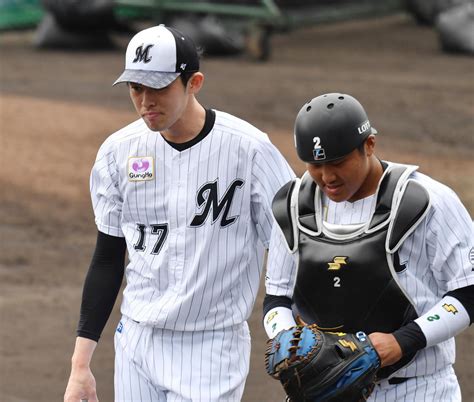 ロッテ1位松川虎生が佐々木朗希の球威を初体験「すごく強いボール。受けたことのない球」 プロ野球写真ニュース 日刊スポーツ