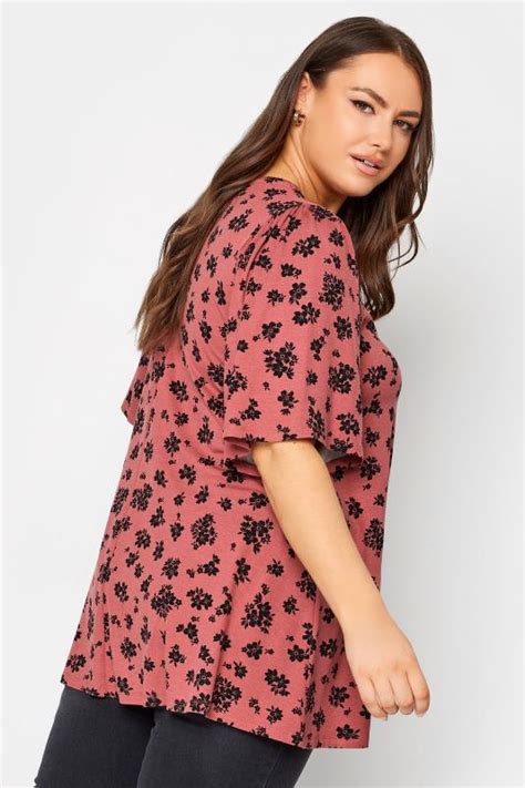 Yours Plus Size Pink Floral Print Swing Top Yours Clothing