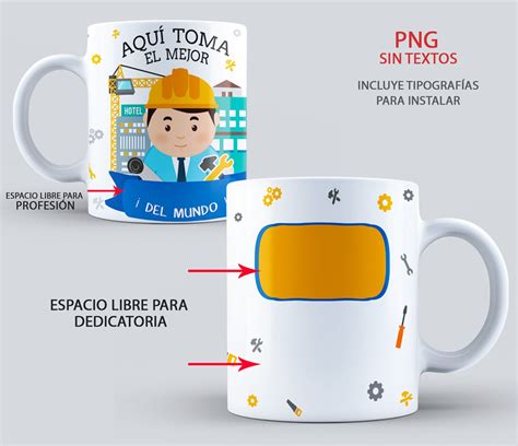 Templetes Plantillas para Mugs PROFESIONES AQUI TOMA Etsy España