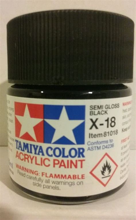 Tamiya Acrylic Paint X 18 Semi Gloss Black 23ml International