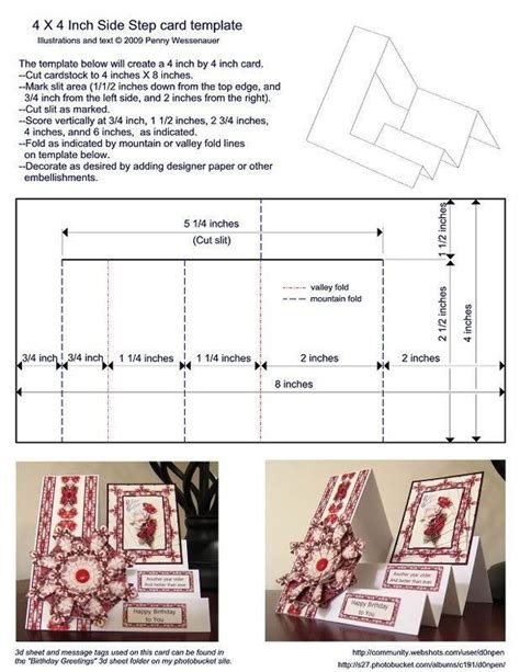 Four Fold Card Template Elegant Side Step Card Template Fancy Fold