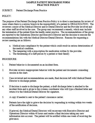 Patient Discharge Form - 10+ Examples, Format, How to Make, PDF