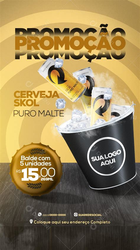 Promoção Cerveja Skol Puro malte Social Media PSD Editável download