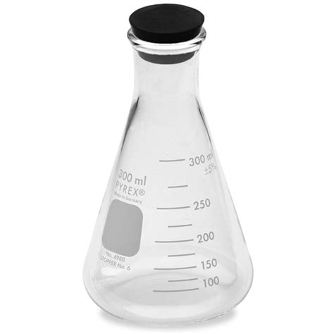 Pyrex 4980 300 300Ml Narrow Mouth Erlenmeyer Flask With Rubber