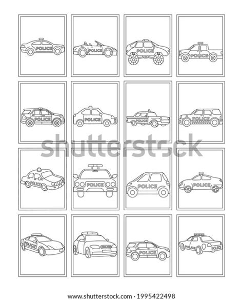 Cop Car Coloring Pages Vectors Pack Stock Vector (Royalty Free ...