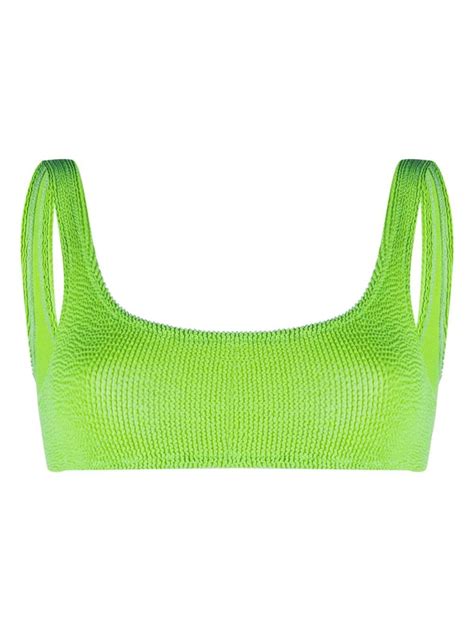 Mc Saint Barth Seersucker Texture Bikini Top Naim Green