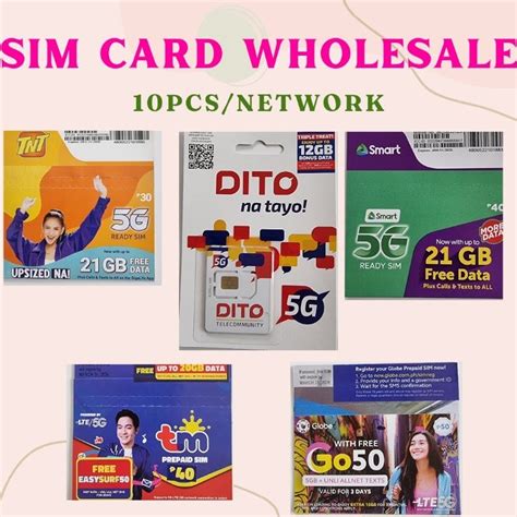 Assorted Sim Cards Smart Tnt Globe Tm Dito By 10pcs Wholesale Shopee