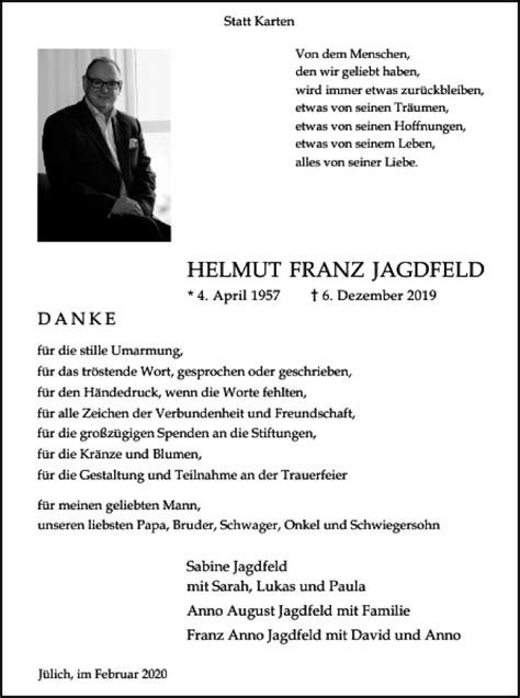 Traueranzeigen Von Helmut Franz Jagdfeld Aachen Gedenkt