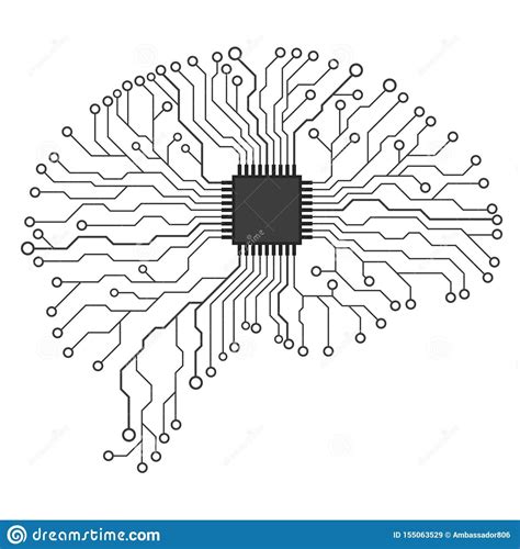 Brain Concept Illustration Circuit Board Printed Circuit Board Vector