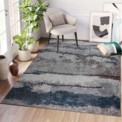 Tapiso Tapis De Salon Abstrait Bleu Marine Ritz 200x300 Cm Cdiscount