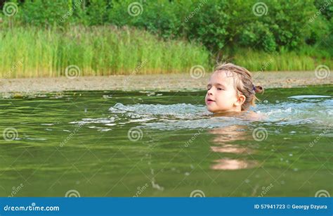 Ten Year Old Girl Swimming In Pond Stock Image Image Of Refresh Aqua