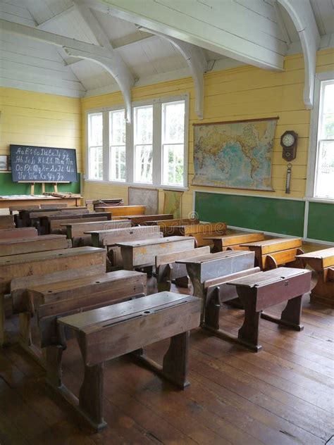 Old School: Classroom with Desks - V Stock Photo - Image of school ...