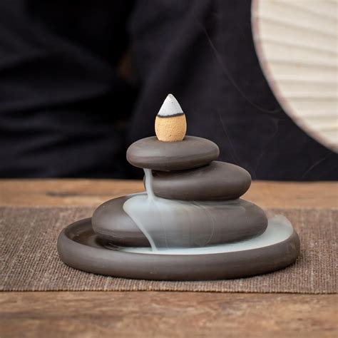 Owmell Balanced Stones Cairn Soporte Para Incienso De Reflujo De