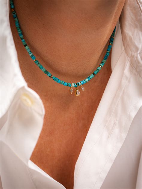 Collier Ras De Cou Turquoise Pompadour Luj Paris