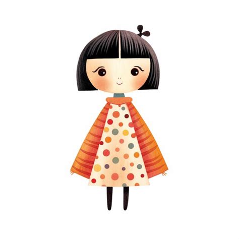 Premium Photo There Is A Cartoon Girl With A Polka Dot Dress And A Scarf Generative Ai