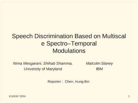 PPT Speech Discrimination Based On Multiscale SpectroTemporal