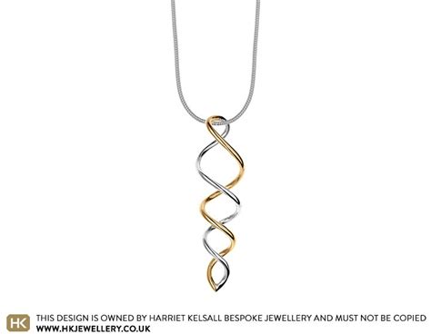 9 Carat Yellow Gold And Sterling Silver Double Helix Pendant