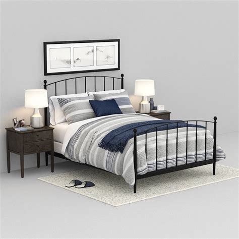 Crate And Barrel Mason Shadow Queen Bed 3d Cgtrader