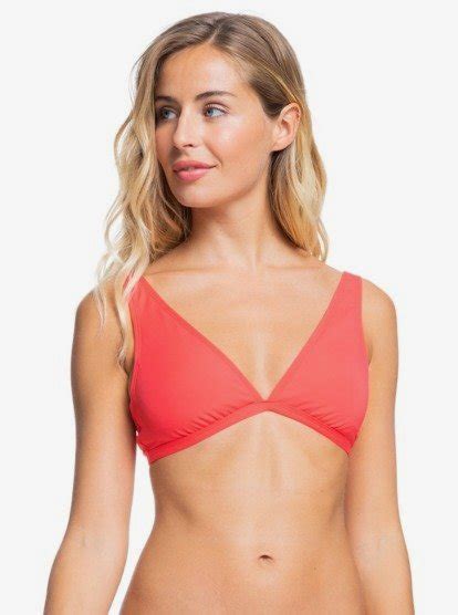 Solid Beach Classics Elongated Triangle Bikini Top Roxy