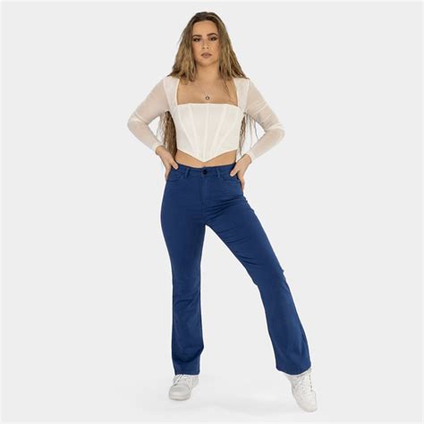 Womens Cobalt Blue Flared High Waist Jeans Kojo Fit Kojo Fit