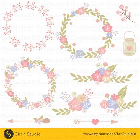 Scrapbook Flowers Vector Digital Clipart Instant Download - Etsy