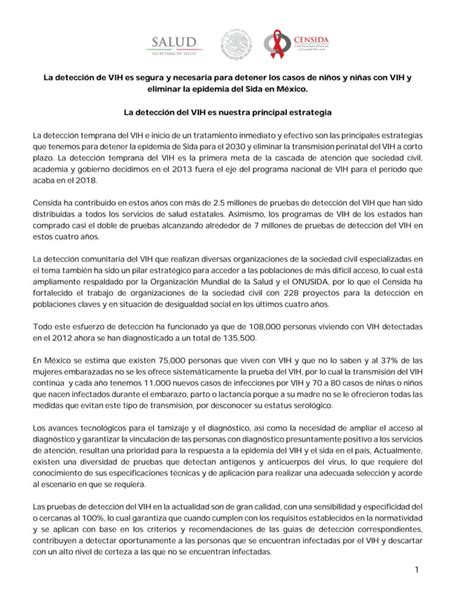 La detección del VIH es nuestra principal estrategia CENSIDA PDF