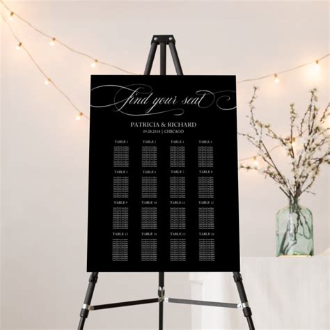 Elegant Classic Calligraphy Wedding Seating Chart Foam Board Zazzle