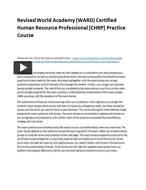 Ppt Revised World Academy Ward Certified Human Resource Professional Chrp Practice Course