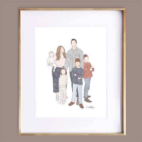 Portrait de famille personnalisé Dessin au trait Etsy